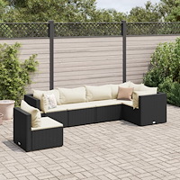 vidaXL Loungegrupp med dynor 6 delar svart konstrotting