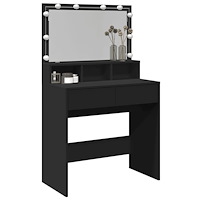 vidaXL Sminkbord med LED svart 80x41x134,5 cm