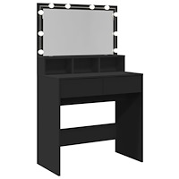 vidaXL Sminkbord med LED svart 80x41x134,5 cm