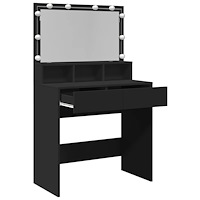 vidaXL Sminkbord med LED svart 80x41x134,5 cm