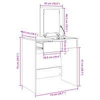 vidaXL Sminkbord med spegel svart 73x46,5x120 cm