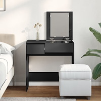 vidaXL Sminkbord med spegel svart 73x46,5x120 cm