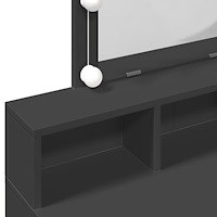 vidaXL Sminkbord med LED svart 80x41x144,5 cm