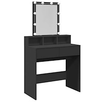 vidaXL Sminkbord med LED svart 80x41x144,5 cm