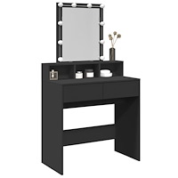 vidaXL Sminkbord med LED svart 80x41x144,5 cm