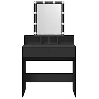 vidaXL Sminkbord med LED svart 80x41x144,5 cm