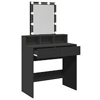vidaXL Sminkbord med LED svart 80x41x144,5 cm