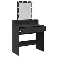 vidaXL Sminkbord med LED svart 80x41x144,5 cm