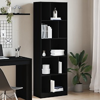 vidaXL Bokhylla svart 57x28,5x174 cm konstruerat trä