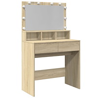 vidaXL Sminkbord med LED sonoma-ek 80x41x134,5 cm