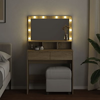 vidaXL Sminkbord med LED sonoma-ek 80x41x134,5 cm