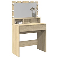 vidaXL Sminkbord med LED sonoma-ek 80x41x134,5 cm