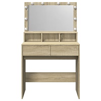 vidaXL Sminkbord med LED sonoma-ek 80x41x134,5 cm