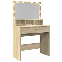 vidaXL Sminkbord med LED sonoma-ek 80x41x134,5 cm