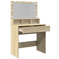vidaXL Sminkbord med LED sonoma-ek 80x41x134,5 cm