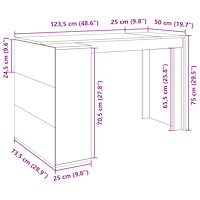 vidaXL Skrivbord sonoma-ek 123,5x73,5x75 cm konstruerat trä