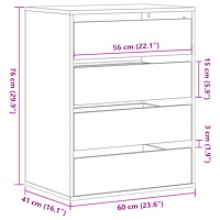 vidaXL Byrå ek 60x41x76 cm konstruerat trä