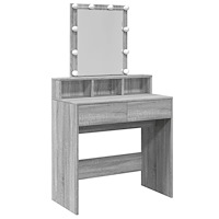vidaXL Sminkbord med LED grå sonoma 80x41x144,5 cm