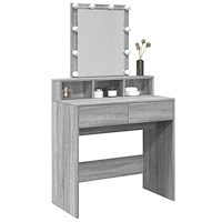 vidaXL Sminkbord med LED grå sonoma 80x41x144,5 cm