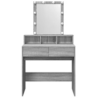 vidaXL Sminkbord med LED grå sonoma 80x41x144,5 cm