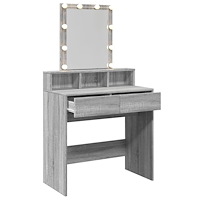 vidaXL Sminkbord med LED grå sonoma 80x41x144,5 cm