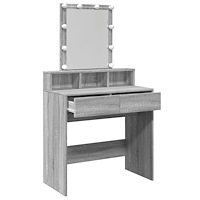 vidaXL Sminkbord med LED grå sonoma 80x41x144,5 cm