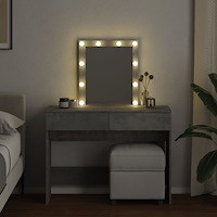vidaXL Sminkbord med LED betonggrå 100x40x130 cm