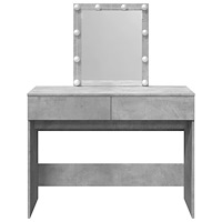 vidaXL Sminkbord med LED betonggrå 100x40x130 cm