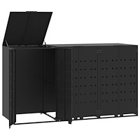 vidaXL Skjul för sopkärl för 3 platser svart 207x79x117 cm stål