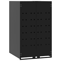 vidaXL Skjul för sopkärl för 3 platser svart 207x79x117 cm stål