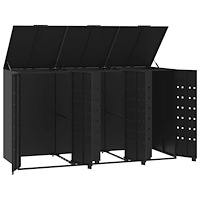 vidaXL Skjul för sopkärl för 3 platser svart 207x79x117 cm stål