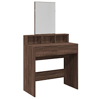 vidaXL Sminkbord med spegel brun ek 80x41x144,5 cm