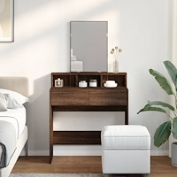 vidaXL Sminkbord med spegel brun ek 80x41x144,5 cm