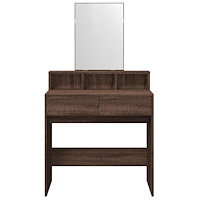 vidaXL Sminkbord med spegel brun ek 80x41x144,5 cm