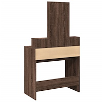 vidaXL Sminkbord med spegel brun ek 80x41x144,5 cm