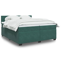 vidaXL Ramsäng med madrass mörkgrön 200x200 cm sammet
