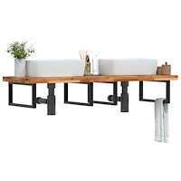 vidaXL Väggmonterad handfatshylla stål och massivt akaciaträ