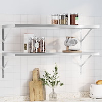 vidaXL Vägghyllor 2 st 100x40x3 cm silver rostfritt stål