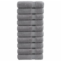 vidaXL Premium badhanddukar SOLUND 10 st grå 70x140cm 600gsm