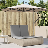 vidaXL Dubbel solsäng med dynor beige konstrotting