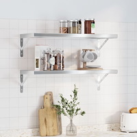 vidaXL Vägghyllor 2 st 75x30x3 cm silver rostfritt stål
