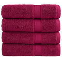 vidaXL Premium badhanddukar SOLUND 4st vinröd 100x150cm 600gsm
