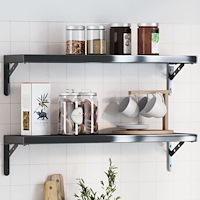 vidaXL Hyllfästen 4 st 20x2,5x14 cm svart rostfritt stål