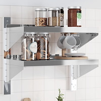 vidaXL Vägghyllor 2 nivåer 50x30x48 cm silver rostfritt stål
