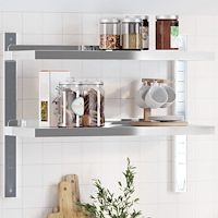 vidaXL Vägghyllor 2 nivåer 75x23,5x60 cm silver rostfritt stål
