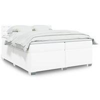 vidaXL Ramsäng med madrass vit 200x200 cm konstläder