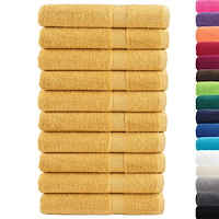 vidaXL Premium bastuhanddukar SOLUND 10 st guld 80x200cm 600gsm