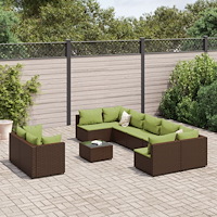 vidaXL Loungegrupp 10 delar med brun dynor konstrotting