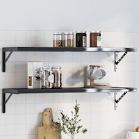 vidaXL Hyllfästen 4 st 30x2,5x15,5 cm svart rostfritt stål