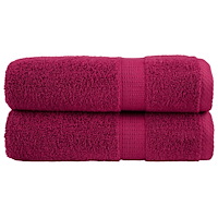 vidaXL Premium badhanddukar SOLUND 2st vinröd 100x150cm 600gsm